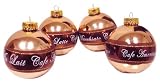 Set of 4 Coffee Break Bronze Glass Ball Christmas Ornaments 3