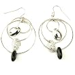 Sterling Silver Hoop Earrings Black Gucci Style Beads Leather Earrings