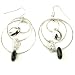 Sterling Silver Hoop Earrings Black Gucci Style Beads Leather Earrings