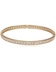 Sterling Silver 3mm Round Cubic-Zirconia 6.6cttw Slip-On Bangle Bracelet, 8.5"