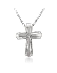 Sterling Silver Princess-cut Diamond Accent Cross Pendant Necklace (H-I, I1-I2)