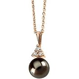 14K Rose Gold Black Pearl and Diamond Pendant