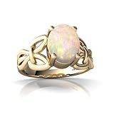 14K Yellow Gold Oval Genuine Opal Celtic Knot Ring