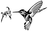 Tribal Art Hummingbird Vinyl Decal Sticker For Vehicle Car Truck Window Bumper Wall Decor - [6 inch/15 cm Wide] - Gloss SILVER Color