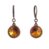 Earrings - E433 - Rivoli Style - Swarovski (TM) Crystal set into Copper Backing ~ Topaz