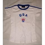 Womens USA WHITE SOCCER JERSEY SIZE YOUTH SMALL -RUNS SMALL FITS LIKE XSMALL PETITE OR CHILDREN & TEENS