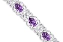 Antique Styling 6.00 carats total weight Oval Cut Amethyst Gemstone Bracelet in Sterling Silver