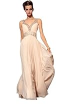 Hot Sale Topwedding Halter Embroidery V-neck Floor-Length Empire Evening Dresses, M
