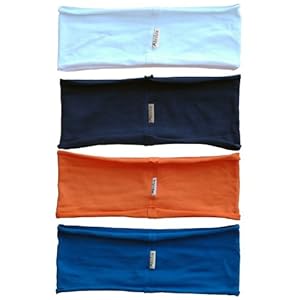4-pack hBand Chakra stretchy yoga headband (navy, white, orange blue)