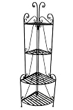 Folding Corner Bakers Rack Four Shelves - Black