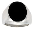 Gent's Sterling Silver Large Oval Black Obsidian Ring