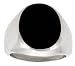 Gent's Sterling Silver Large Oval Black Obsidian Ring