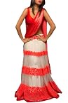 Embroidered Lehenga Saree with Neon Pink