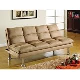 Hokku Designs IDF-2902 Saratoga Microfiber Youth Futon/Sleeper Sofa in Dark Beige