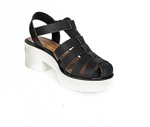 Ladies Black Gladiator Chunky Sandals (Black, US 5 - UK 3)