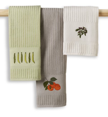 3 Pure Cotton Vegetable Tea Towels