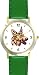 German Shepherd Dog - WATCHBUDDY&Acirc;&reg; DELUXE TWO-TONE THEME WATCH - Arabic Numbers - Green Leather Strap-Children's Size-Small ( Boy's Size & Girl's Size )