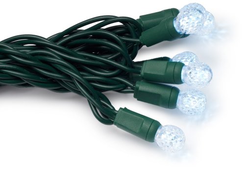 GKI/Bethlehem Lighting 35-Light Faceted Berry LED Light Set, White Bulbs, Green Wire