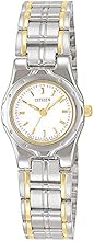 Citizen 3555 Reloj cl&aacute;sico anal&oacute;gico cuarzo para mujer, blanco/plateado
