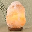 Salt Crystal Lamp with Wooden Pedestal, 6-10lbs, ~8.5in height