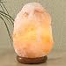 Salt Crystal Lamp with Wooden Pedestal, 6-10lbs, ~8.5in height