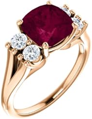10K Rose Gold 8.00x8.00mm Antique Cushion Cut Rhodolite Garnet and Diamond Ring -- LIFETIME WARRANTY