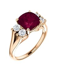 18K Rose Gold 8.00x8.00mm Antique Cushion Cut Rhodolite Garnet and Diamond Ring -- LIFETIME WARRANTY