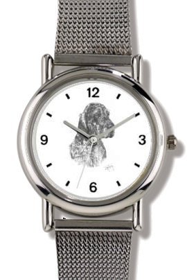 ENGLISH SETTER DOG (MS) - WATCHBUDDY® ELITE Chrome-Plated Metal Alloy Watch with Metal Mesh Strap - Large Size (Men's or Jumbo Women's Size)