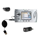 Retractable USB Hot Sync Compact Kit with Car & Wall Charger for the Archos Gmini 400 - Gomadic Brand w/ TipExchange Technology
