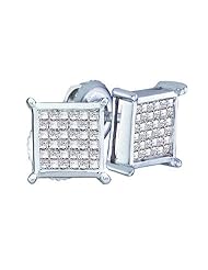 10k Yellow OR White Gold Princess Square Cut Channel Set Diamond Stud Earrings - 10mm Height * 10mm Width (1.0 cttw)