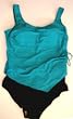 Alicia Simone Missy and Plus Size 1 Piece Handkerchief Tankini Swimsuit - Turq Dot/Stripe . Sizes 18-24