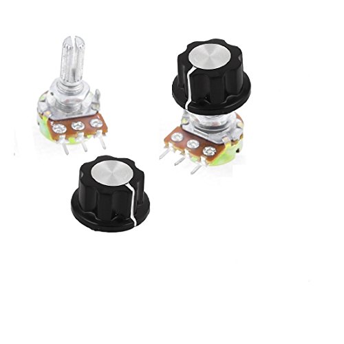 orlov 2x 10K Ohm Linear Taper Potentiometer W/ Black knobs Pot 15mm 3Pin B10K
