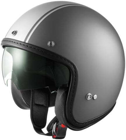 Sniper AR15 3/4 Helmet with Silver Stripe and Retractable Shield (Matte Grey, X-Large)