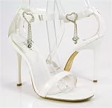 Cheap Jeweled Hearts White Wedding Stiletto Heels Sandal Anklet