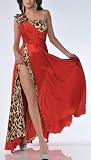 Zeilei 5896 Satin Red Animal Print One Shoulder Pageant Prom Dress