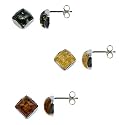 Multicolor Amber Stud Earrings Set