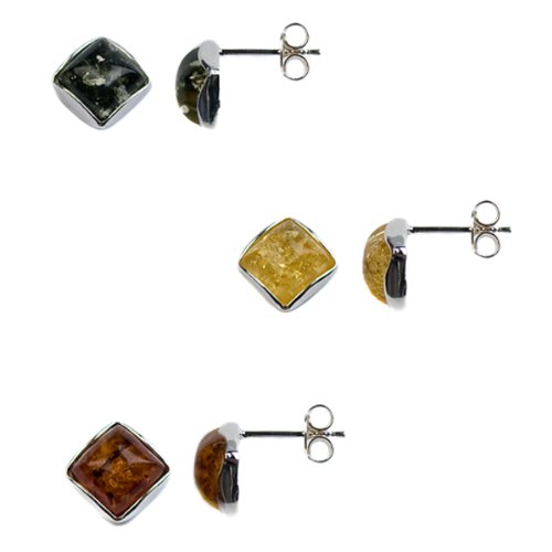 Multicolor Amber Stud Earrings Set