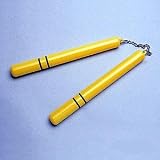 Yellow Plastic Nunchaku with Black Stripes