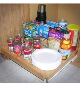 Shelf On Wheels Expandable Pull-Out Kitchen Cabinet Shelf, Wood