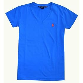 Ralph Lauren Sport Women Pony Logo V-Neck T-shirt - Blue