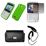 EMPIRE Black Leather Case Pouch with Belt Clip and Belt Loops + Neon Green  ....