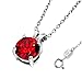 .925 Sterling Silver 7Mm. Red Cubic Zirconia Pendant Necklace ,18