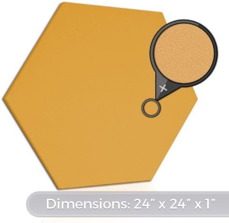 Acoustic Panels - Hexagon Shape [Choose from Many Color Options] 24"x24"x1" - High Absorption Sound Dampening Materials [Rated NRC .85] Sound Absorbing Fabric-Wrapped Decorative Acoustical Wall Panels