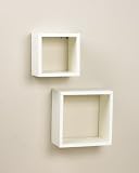 Contemporary Pair of Duo Wall Sconces - Cube Design w White Finish