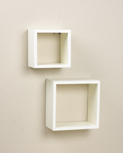 Contemporary Pair of Duo Wall Sconces - Cube Design w White Finish