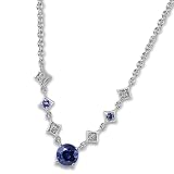Search : 14K White Gold Sapphire & Diamond Elegant Necklace
