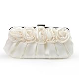 Rose Clutch, Satin Ivory Evening Handbag, Gift Idea