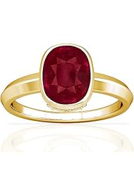 18K Yellow Gold Cushion Cut Ruby Womens Astrological Ring