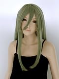 コスプレウィッグ　ハーブグリーン　セミロング(ウィッグネット付き!）