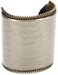 TED ROSSI "Urban Warrior" XL Embossed Leather Zipper Cuff Bracelet